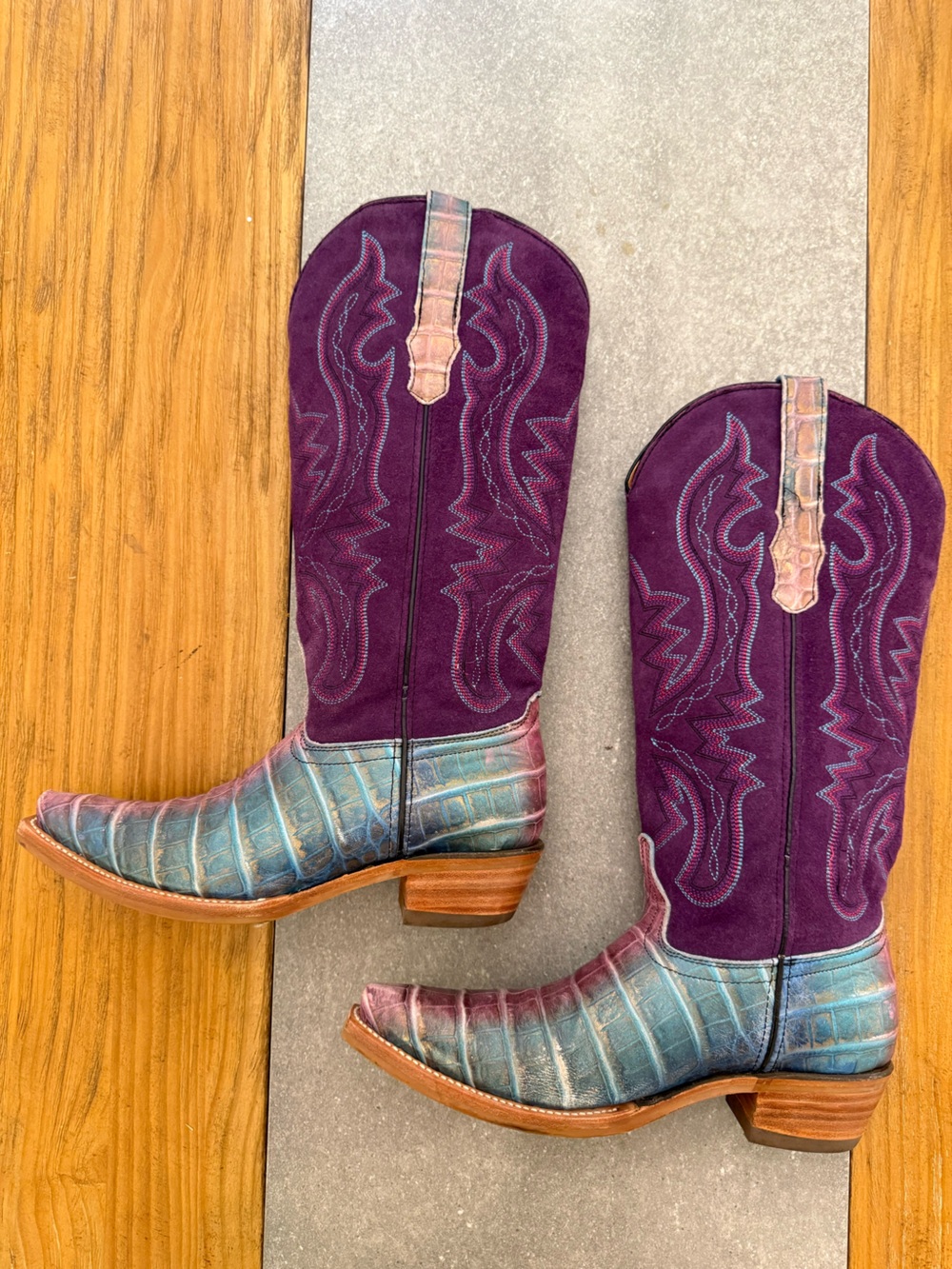 Dingo Caterina Royale Purple Caiman Print Western Boots Size 9 - Picture 3 of 16
